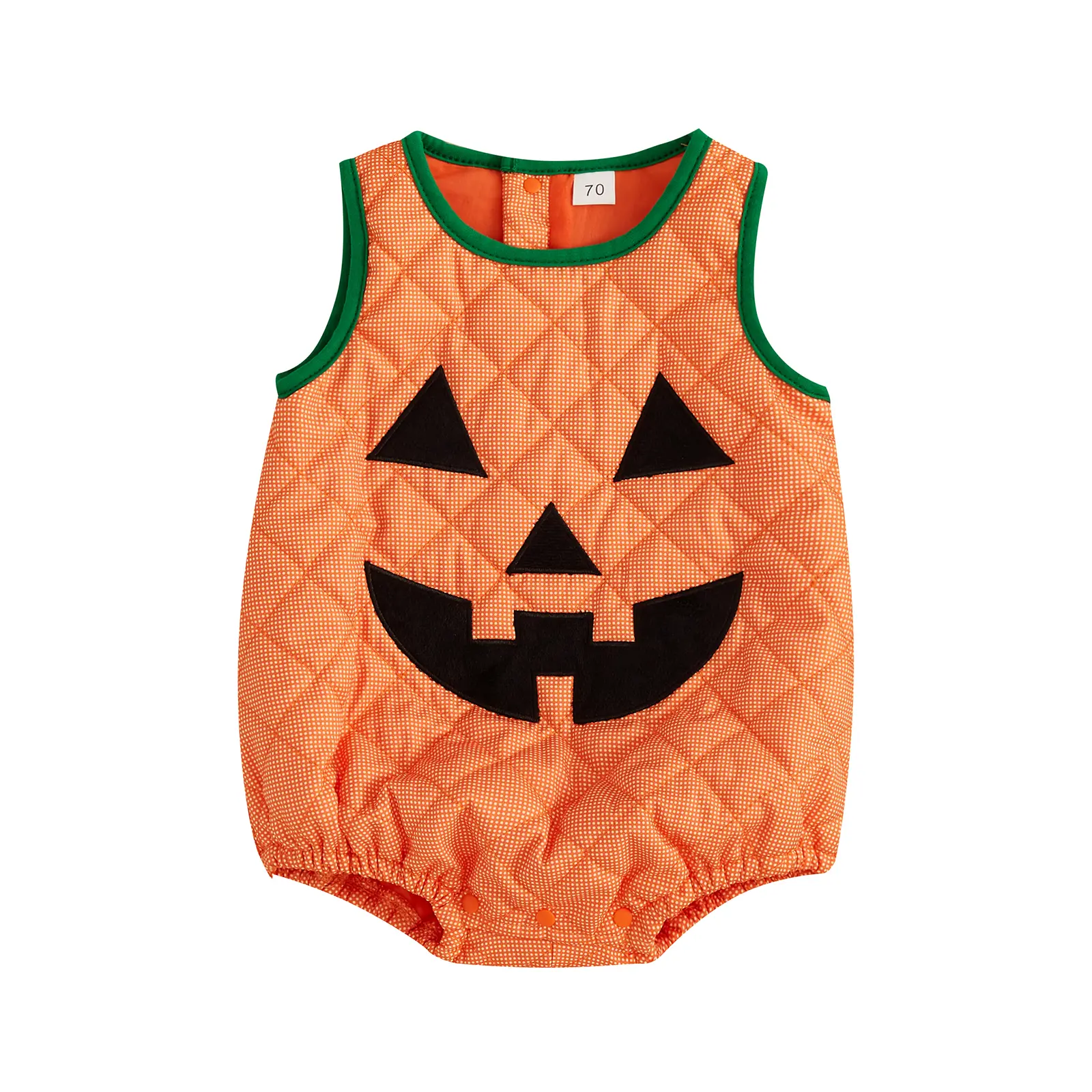 Canrulo Infant Baby Boy Girl Halloween Costume Cute Pumpkin Costume Sleeveless Pumpkin Face Bodysuit Dress Up