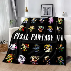 Final Fantasy Cloud Tifa Aerith Sephiroth Flannel Throw Blanket Soft Gaming Blanket for Bedroom Sofa Fan Gift Outdoor Warm Cover