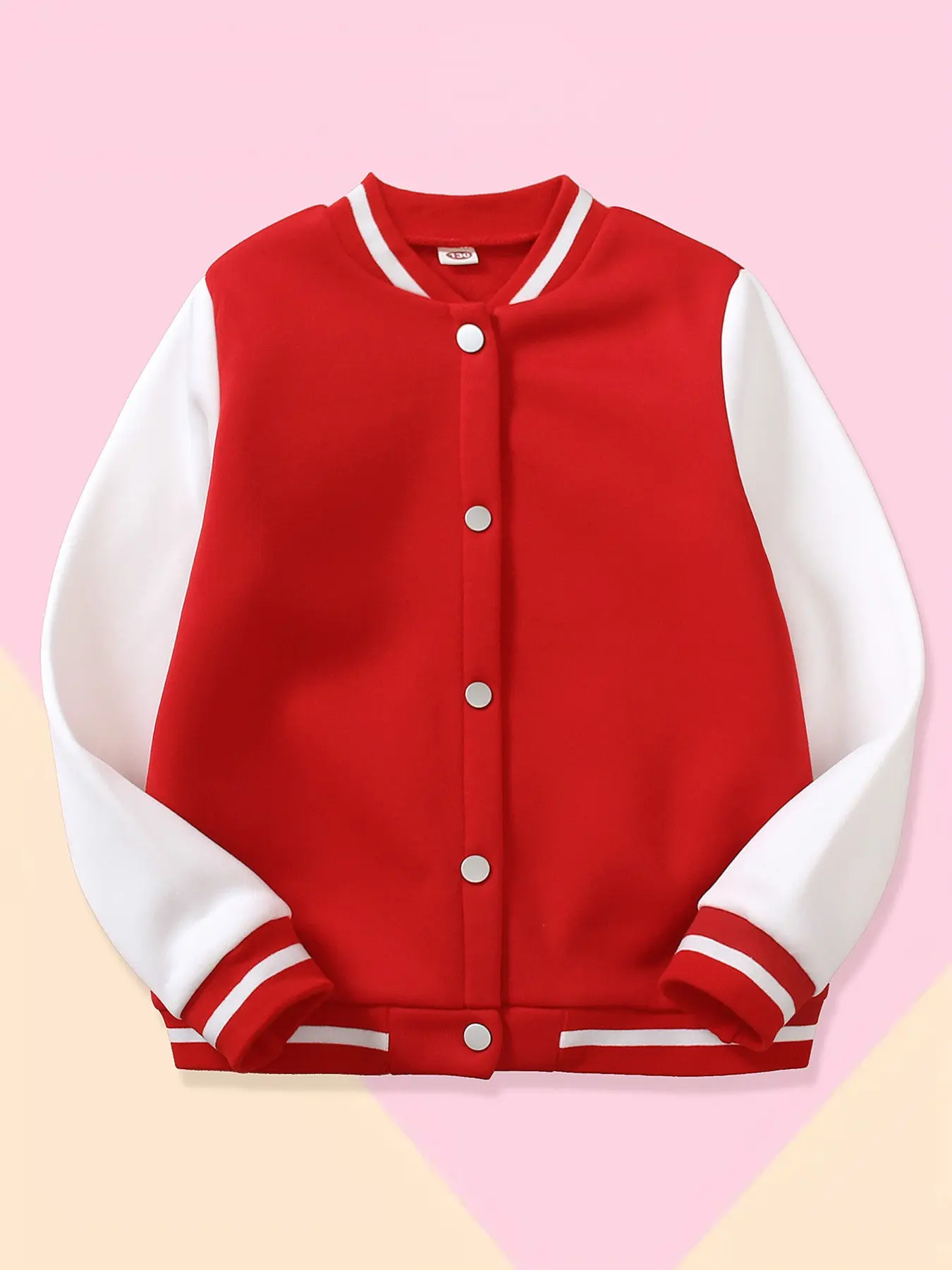 Girls' Autumn Winter Casual Fashion Jacket, Baseball Style, Trendy College Look, Comfortable Outerwear for Kids, Stylish and Warm