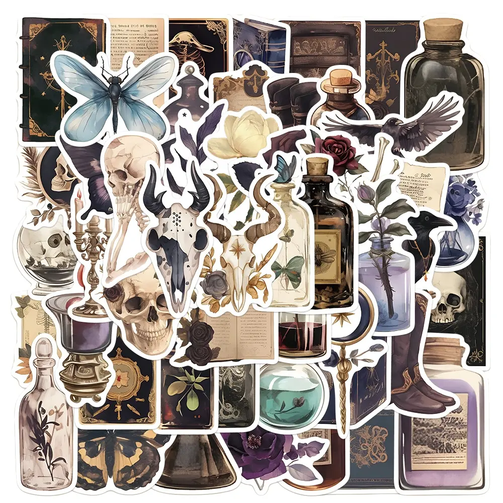 50pcs Dark Aesthetic Stickers, Gothic Office Stickers, Ideal for Scrapbooks, Diaries, Laptops, Water Bottles, Cars, Positive Message Gifts, Decals
