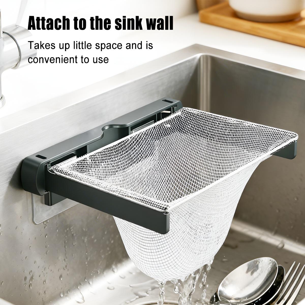 Kitchen sink filter rack, foldable drain basket for food waste disposal (includes a pack of filter nets, non-food contact)