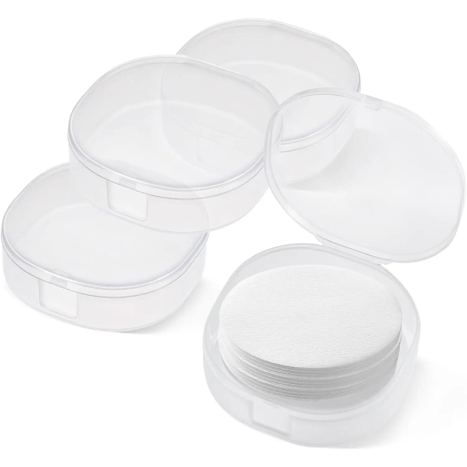 4 count Travel  Round Holder,  Pad Container | Plastic  Pads Dispenser, Portable Square Container for Removing Balls