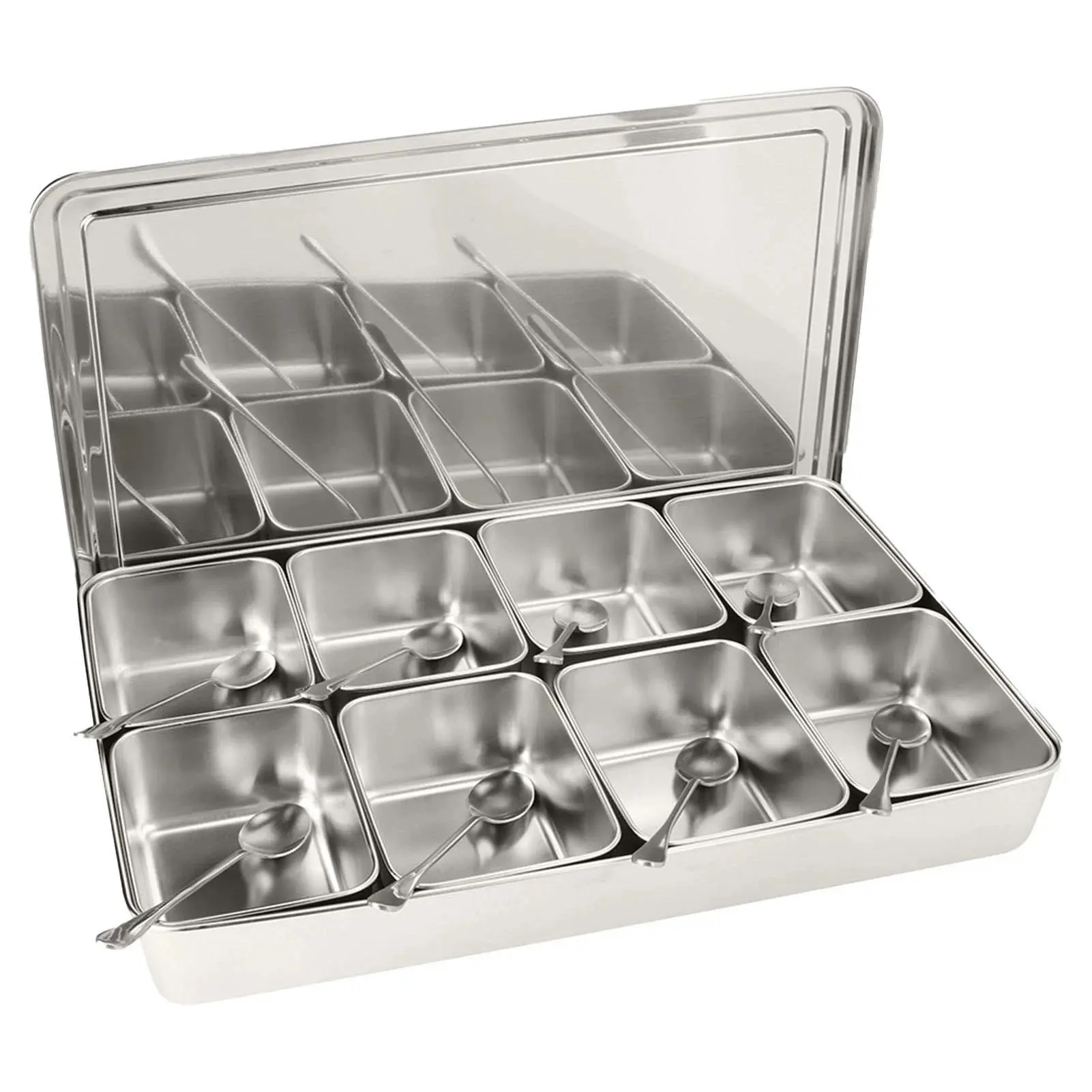8 Grids Stainless Steel Seasoning Box Condiment Storage Containers Seasoning Jar Kitchen Utensils