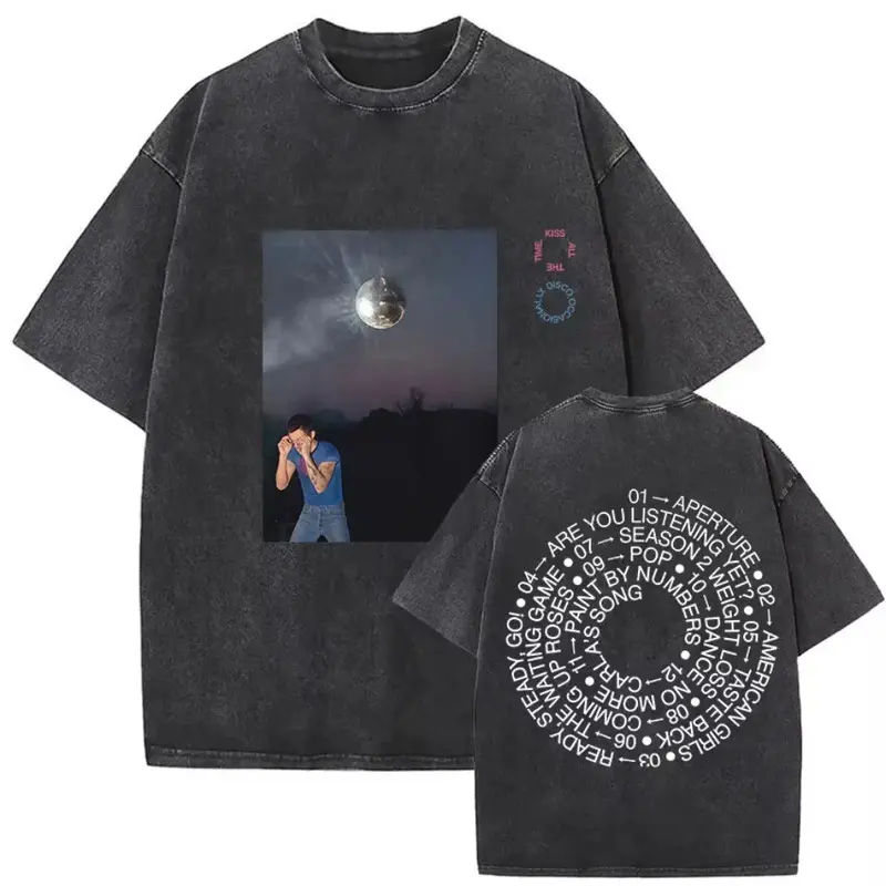 Unisex Oversized Vintage Graphic Tshirt - Harry Styles "Together" Tour 2026 Distressed Cotton Fabric Loose Shortsleeve Mens Streetwear Fashion Casual Top, Menswear