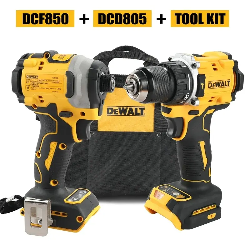 DeWalt DCF850 & DCD805 Lithium-ion Brushless Electric Hand Drill, Impact Drill, and Screwdriver Combo (Battery Pack Not Included)