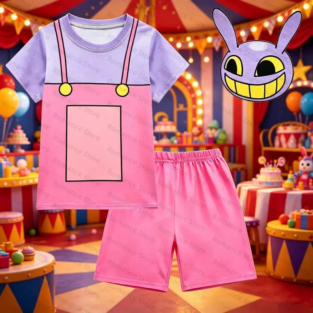 2026 new hot item Digital Circus Jax Cosplay Outfit Cartoon Print T-Shirt Shorts Set Casual Summer 2Pcs Costume For Party Daily Wear Adult Set
