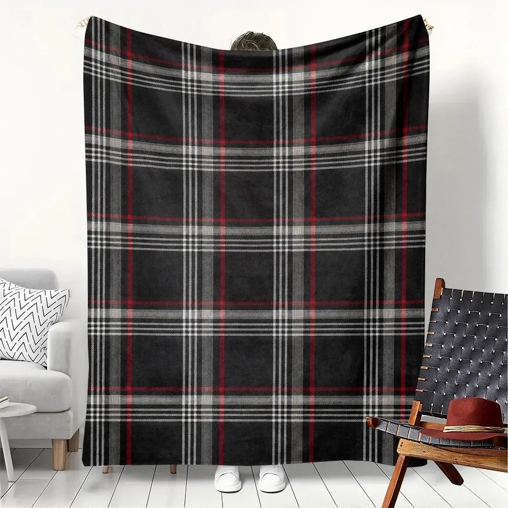 GTI Tartan Plaid Print Wrinkle-Resistant Fading-Resistant Microfiber Poly Plush Fleece Multi-Size Blanket - 50x60in/60x80in Lightweight Throw for Home, Camping, Birthday Gifts