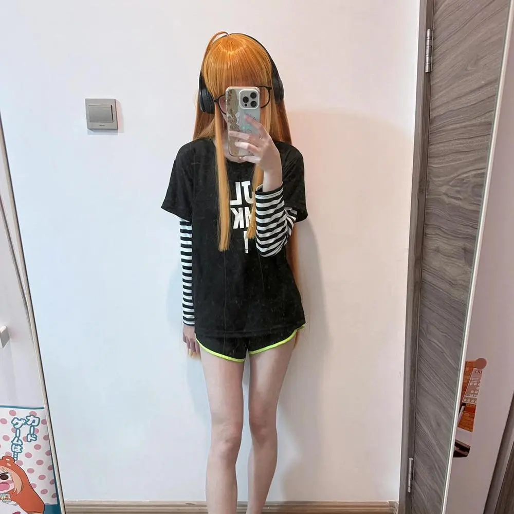 Anime Futaba Sakura Cosplay Costume Striped Top Shorts Set Casual T-shirt Uniform Girl Sexy Clothes Halloween Outfit