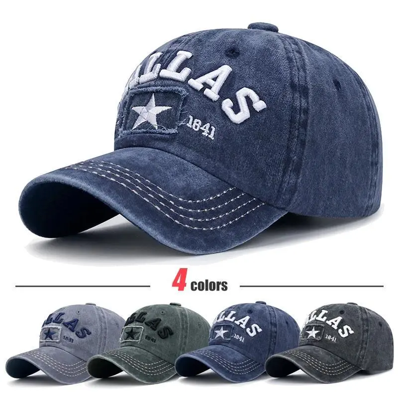 Unisex Soft Cotton Baseball Cap - DALLAS 3D Embroidery, Solid Pattern Dad Hat, Adjustable Snapback, 1 Size, for Sun Protection, Casual Wear