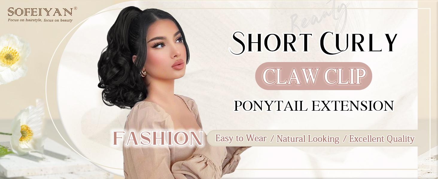 SOFEIYAN Ponytail Extension Claw Clip Ponytail Hair Extensions Long Curly Wavy Ponytail Fluffy Clip on Pony Tails Synthetic Hairpiece for Women SOFEIYAN Ponytail Extension Claw Clip Ponytail Hair Extensions Long Curly Wavy Ponytail Fluffy Clip on Pony Tails Synthetic Hairpiece for Women