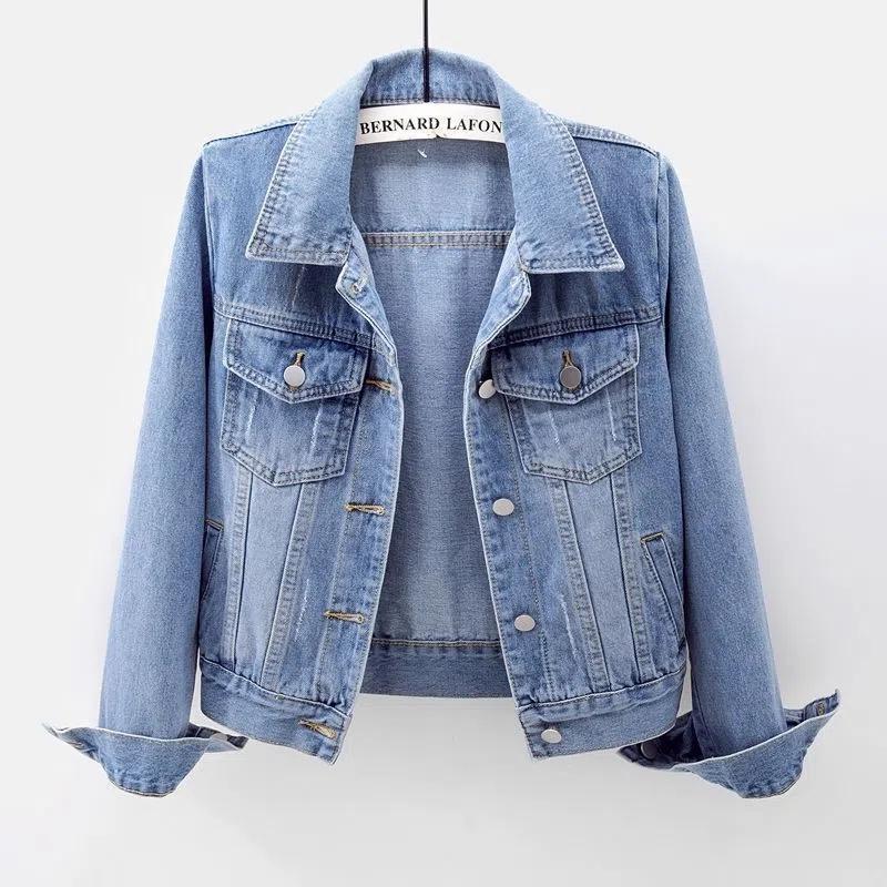 Women’s Casual Long Sleeve Loose Denim Button Outwear, Spring-Autumn Sports Outerwear, Up to 5XL Size