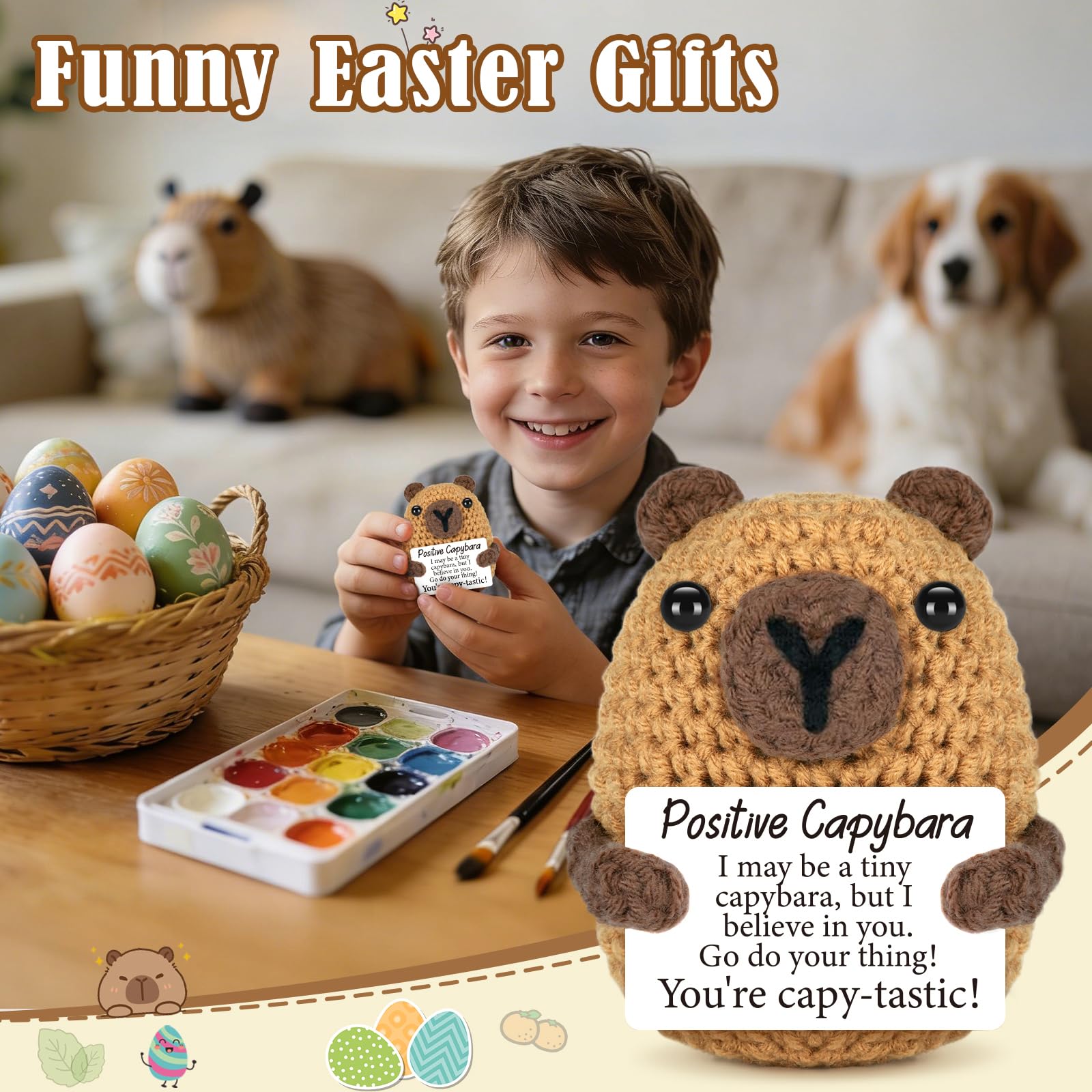 Cute Mini Hand-Knitted Capybara Plush Toy, Healing Emotional Support Doll, Soft Squeezable Stress Relief Decor, Perfect Christmas Presents, Holiday Gifts, Birthday Gifts for Women Men, Teacher Appreciation Gifts, Portable Bag Pendant, Desk Ornament, Warm