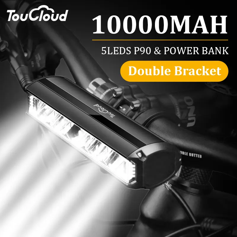 Bicycle Light 10000mah Portable Power Bank Flashlight, USB Rechargeable Mountain Bike Headlamp Accessory, Ideal for Cycling