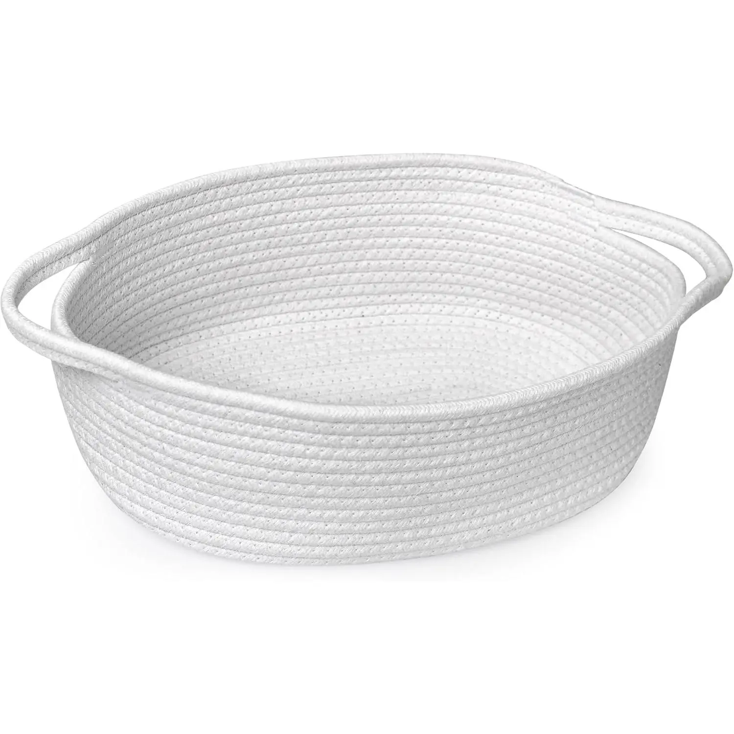 White Small Woven Basket, 13" x 9" x 5" Baskets for Gifts Empty  Rope, Cute   Storage Organizer, Wicker   Bin Box with Handles, Empty  Boo Basket
