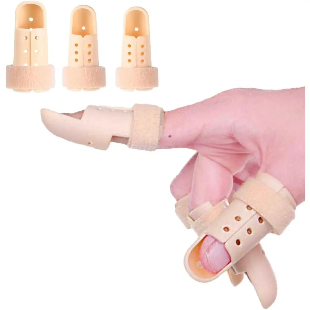 Plastic Finger Splints, 3-Size Pack Mallet Finger Brace Mallet Dip Support, Trigger Finger Support Brace Immobilizer