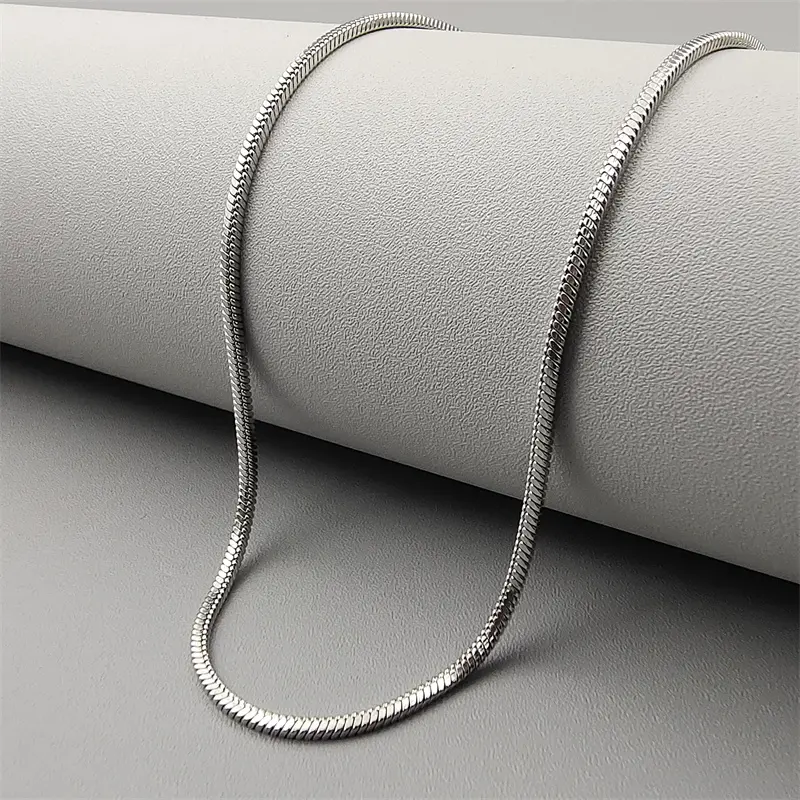 Stainless Steel Square Snake Chain Necklace, Hip Hop Minimalist Choker Necklace For Men Women, Trendy Stackable Clavicle Chain, Fashion Sweater Jewelry Gift