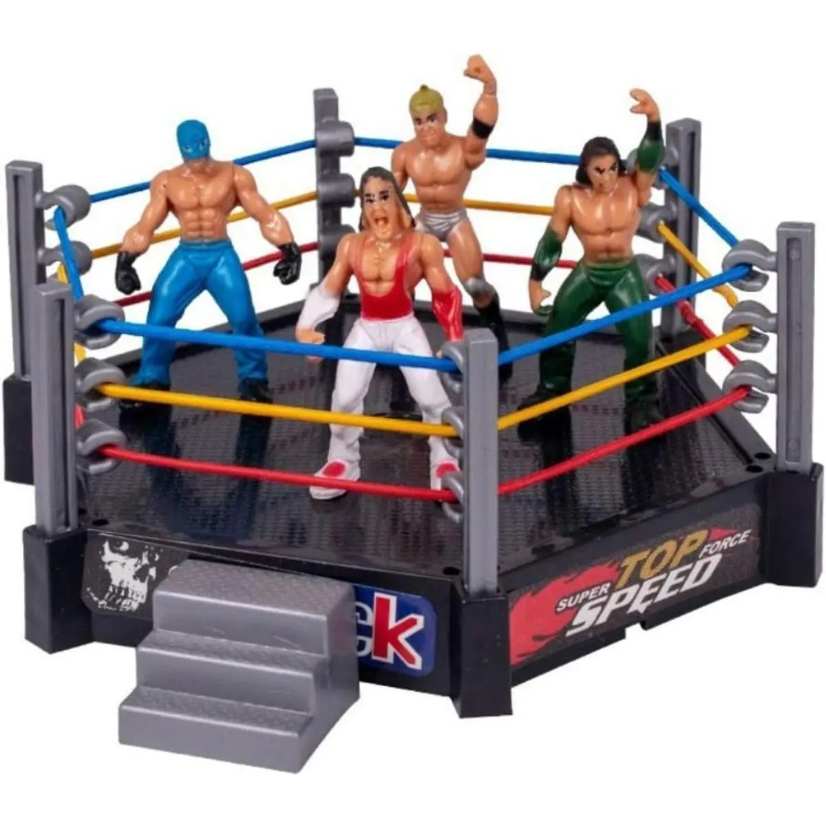 Kids Hexagonal Wrestling Ring Playset - 32Pcs Nitrosamine-Free Wrestling Toy with 12 Wrestler Figurines, 18 Accessories, Pretend Play Toy for 12+ Years, Holidays & Birthday Party Gift for Boys