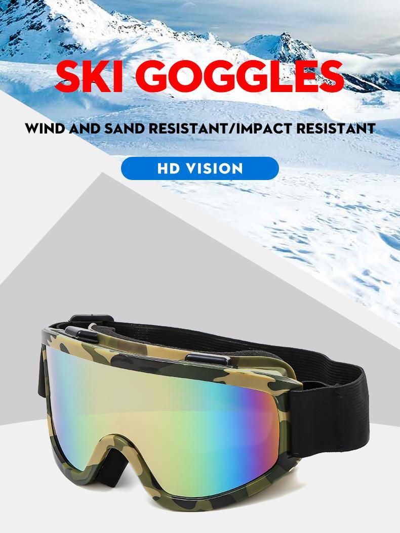 Large Frame Ski Goggles with Colorful Lenses & Soft Sponge Padding, Impact-Resistant Anti-Glare Snow Eyewear for Outdoor Winter Sports, Snowboarding & Skiing