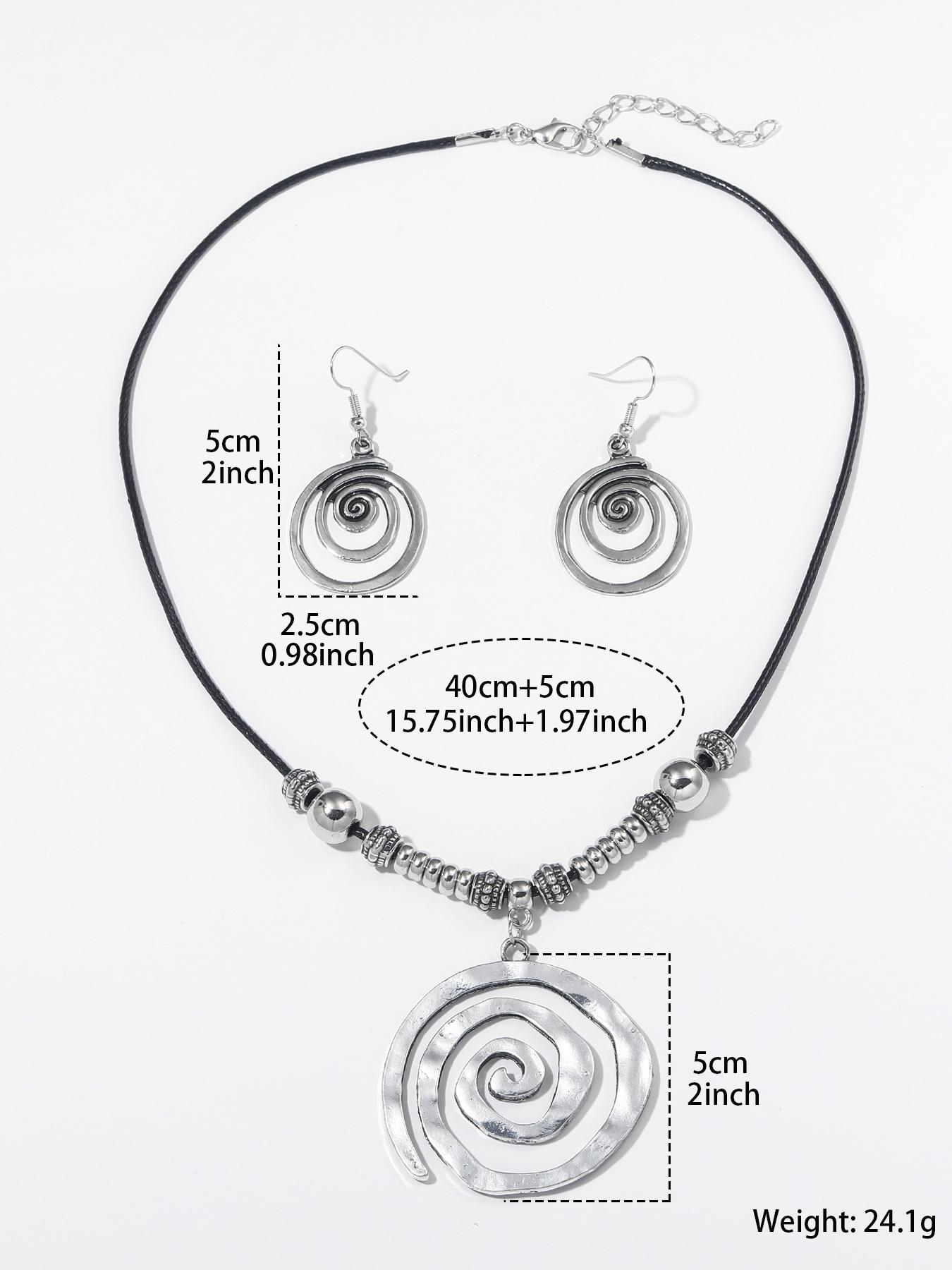 Boho Style Vortex & Beaded Decor Pendant Necklace & Dangle Earrings (3pcs/set), Fashion Vintage Elegant Set for Party, Daily Clothing Decor, Trendy All-match & Exquisite Jewelry for Birthday Gift, Fashionable Jewelry Set, Appeal Accessories, Gift Ready Boho Style Vortex & Beaded Decor Pendant Necklace & Dangle Earrings (3pcs/set), Fashion Vintage Elegant Set for Party, Daily Clothing Decor, Trendy All-match & Exquisite Jewelry for Birthday Gift, Fashionable Jewelry Set, Appeal Accessories, Gift Ready