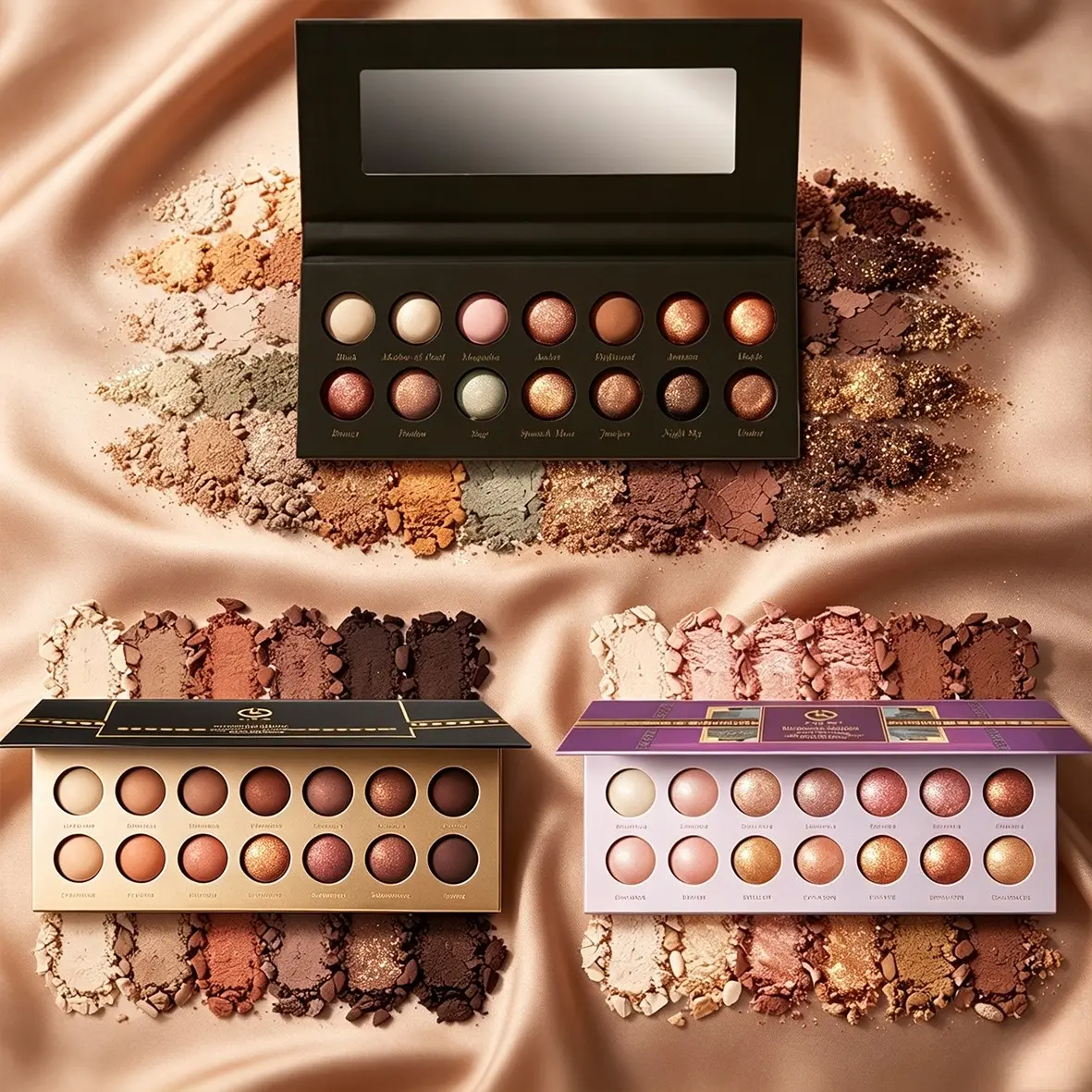 14-color baked ice cream eyeshadow palette with warm nude, pink, brown & fresh green shades, matte & shimmer dual textures. Luxurious case with mirror, blendable pigment for natural daily makeup and glamorous party eye looks.