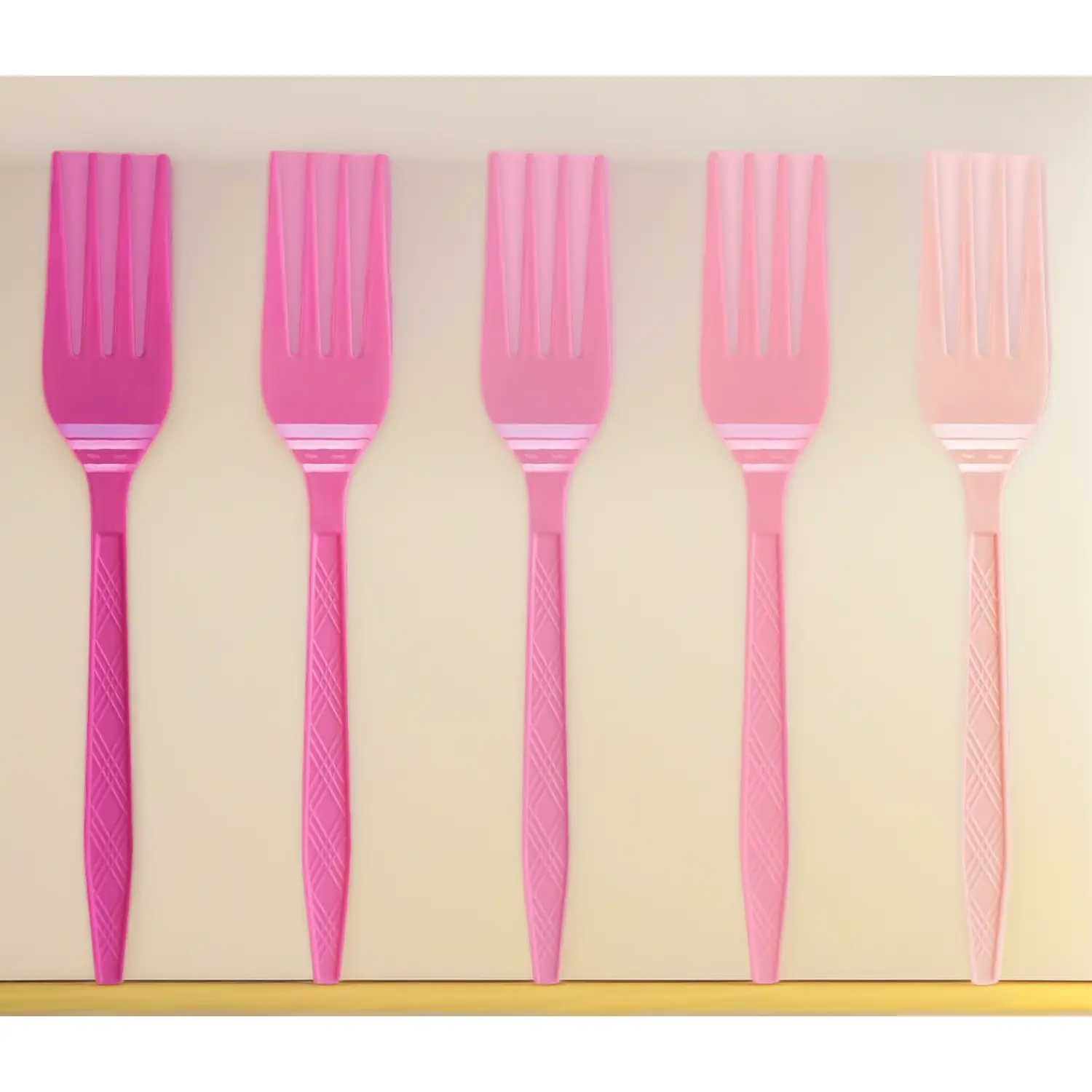100 Pcs Disposable Gradient Pink Plastic Forks Set - All Seasons DIY Painting Supplies Cutlery for Weddings, Birthdays