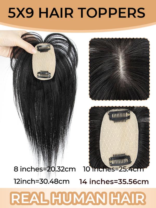 Invisible Human Hair base Toppers 5*9 Human Hair Topper Lightweight Hair Pieces Invisible Hair Extensions For Women Clip In Hair Piece For Women With Thinning Hair As smooth and silky as your own hair Radiant, elegant, and sophisticated