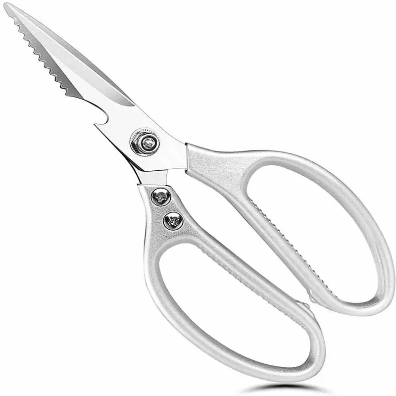 Heavy Duty Stainless Steel Kitchen Shears, Multi Purpose Sharp Scissors for Poultry, Chicken Bones & Vegetables, Built in Bottle Opener for Home Kitchen & Camping