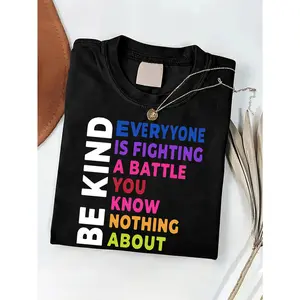 Casual Crew Neck T-shirt, Printed with Inspirational Slogans, Suitable for Home Wear, Going Out, or as a Gift, Making It an Ideal Choice for Holidays Such as St. Patrick's Day, Easter, and Mother's Day