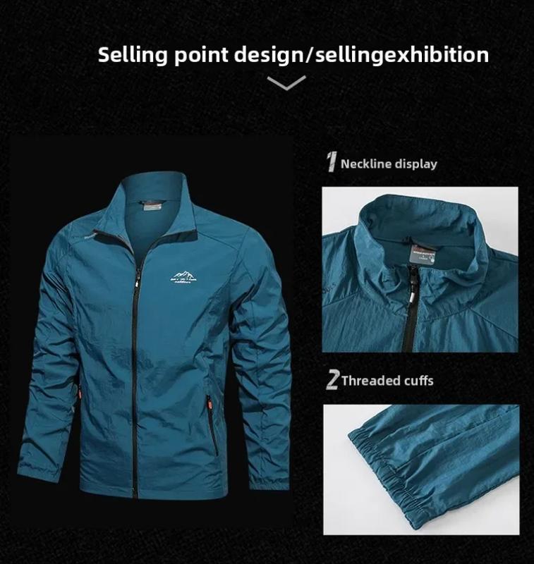 Kyn Apparel UPF100+ Men Summer Windbreaker Zip Pockets Uv Sun Protection Jackets Breathable Ultra-light Clothes Outdoor Skin Thin Coats Camp