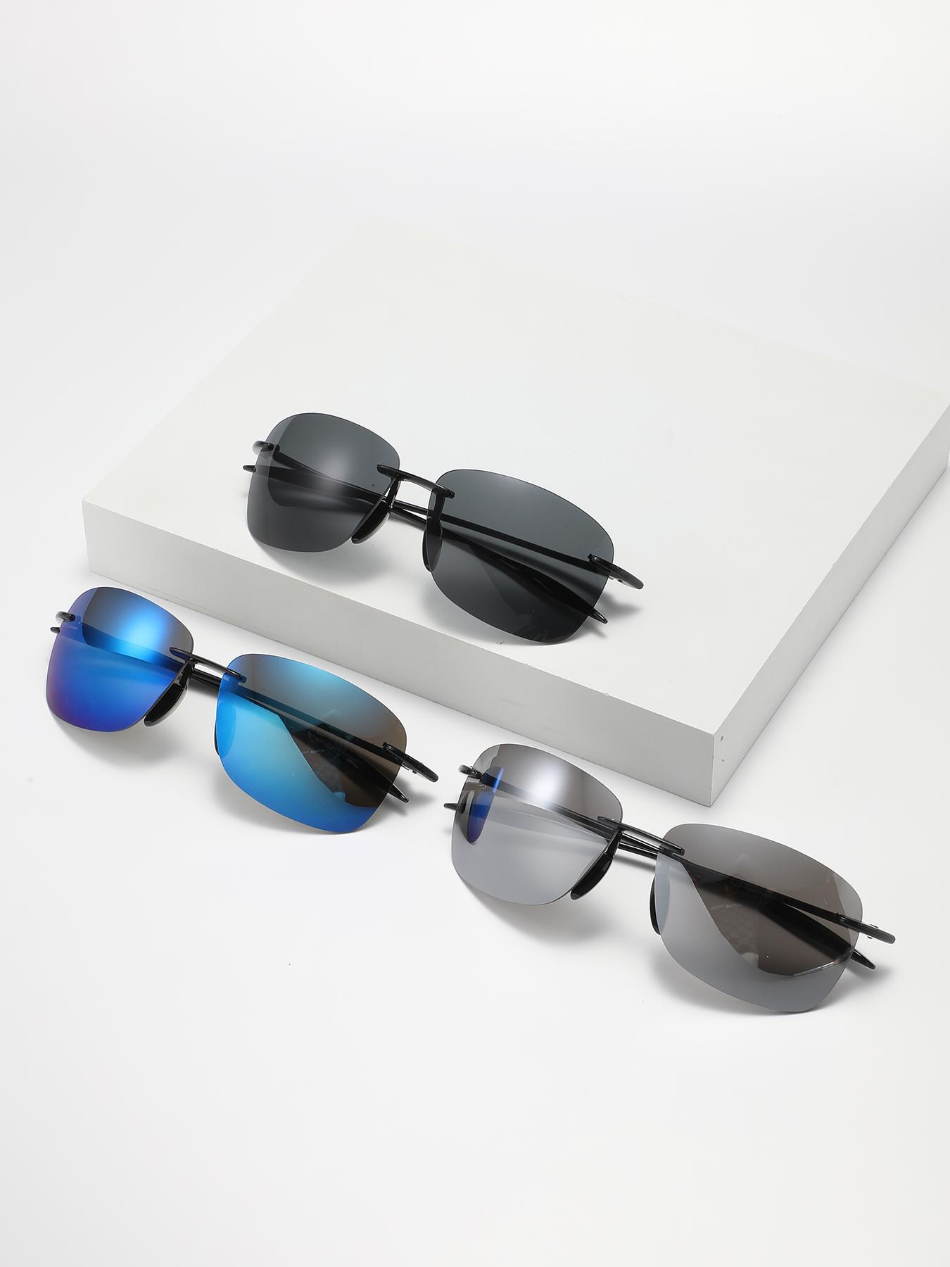 Men's Trendy Rimless Sunglasses, Outdoor Sports Cycling Mountain Sunglasses, Uv400 Protection Sunglasses for Everyday Use and Outdoor Activities