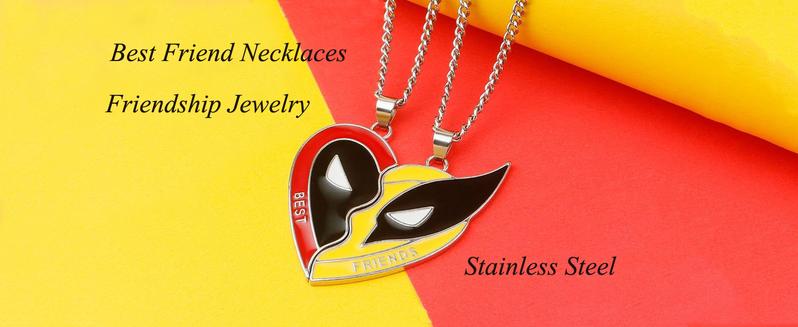 Best Friends Necklaces for 2 BFF Stainless Steel Silver Chain Matching Heart Puzzle Pendant Friendship Necklace and Bracelet Key Chain Set Relationship Jewelry  for Teen Girls Boys