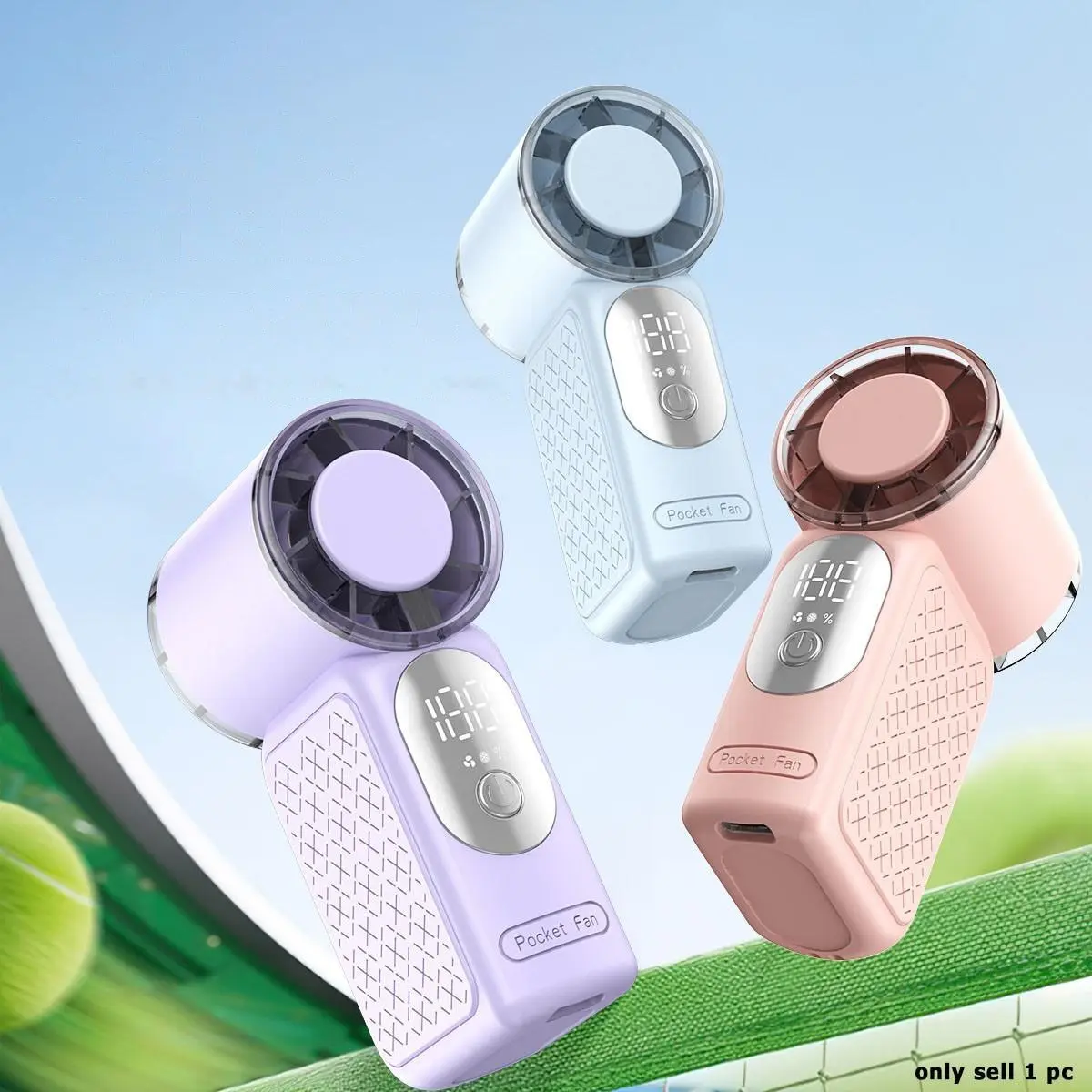 Mini Handheld Pocket Fan, Fashionable Multicolor Design, LED Display, High-Speed Brushless Fan, 199 Speeds, Type-C Charging, Ideal for Travel and Makeup