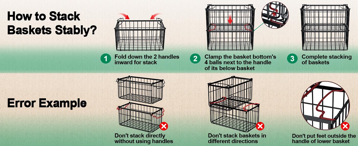 Organizer Bins, 4 Pack Stackable Deep Chest Freezer Organizer Bins, Foldable Baskets with Handles, Black Storage Container Baskets for 5/ 7 Cu.FT Deep Freezer Sort Frozen Meats