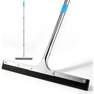 Aodaer Squeegee for Floor Scrubber with Extendable Telescopic Pole Handle |   with 2 Pairs Extra Replacement EVA Blades Clip Heavy Duty Household Rubber Broom for Garage, Courtyard, Pool, Tile Bathroom