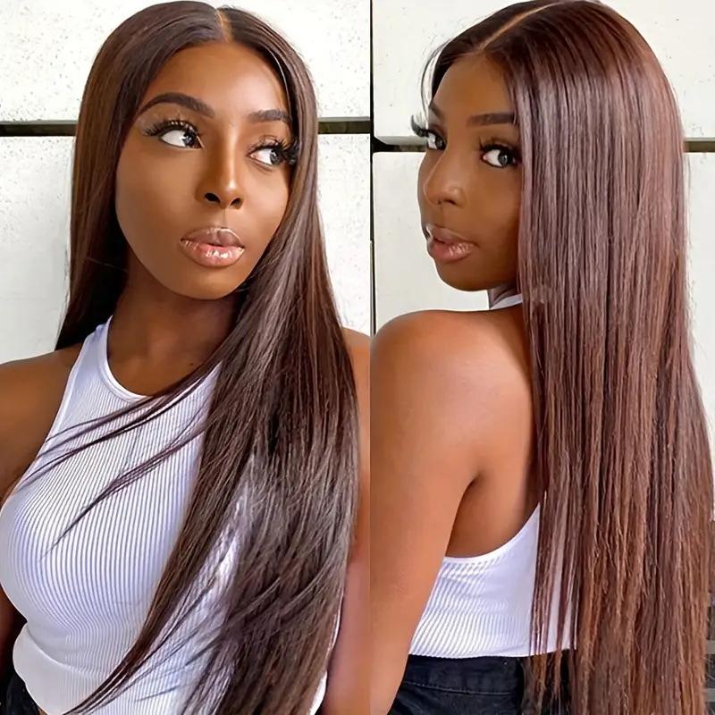 100% Human Hair Straight Wig Pre Plucked Glueless Lace Front  display picture 1