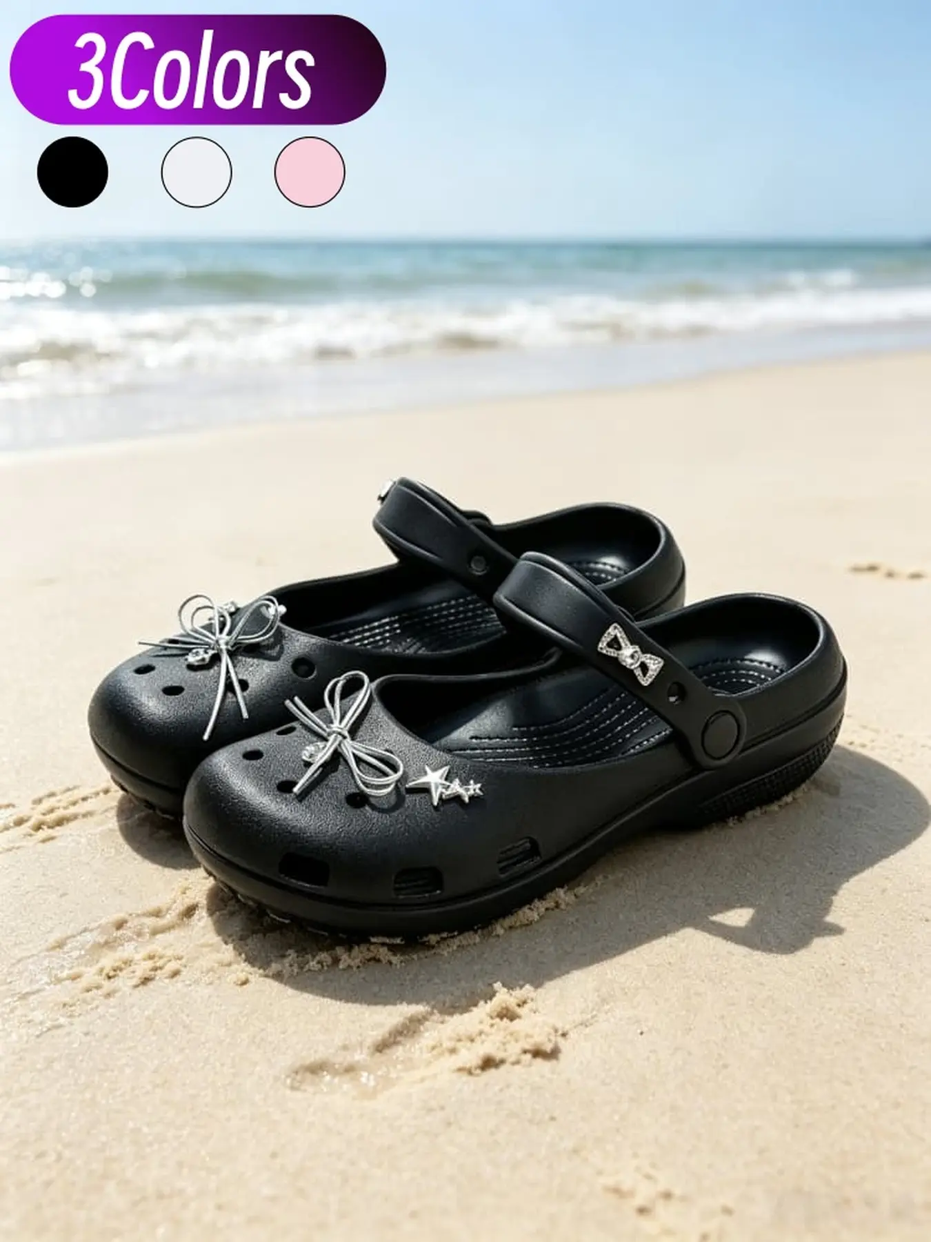 1 Pair Soft Rebound Cushion Womens Mary Jane Clogs French Gentle Style Anti Collision Toe Cap Fit Home Commute Shopping Trips