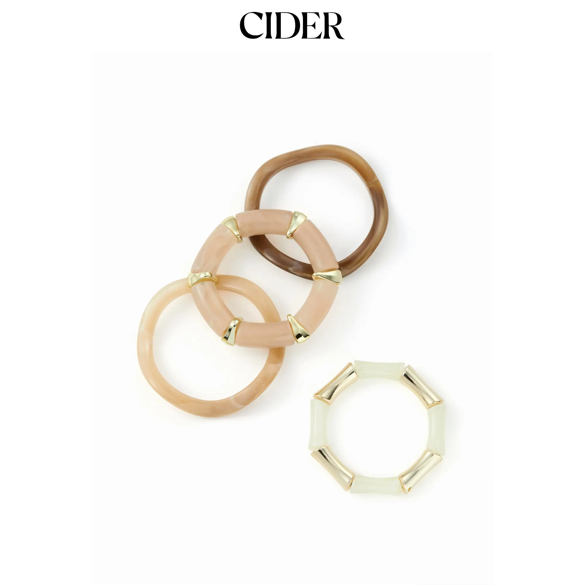 Cider 4 PCS BAMBOO TUBE & WAVE RESIN BRACELET SET