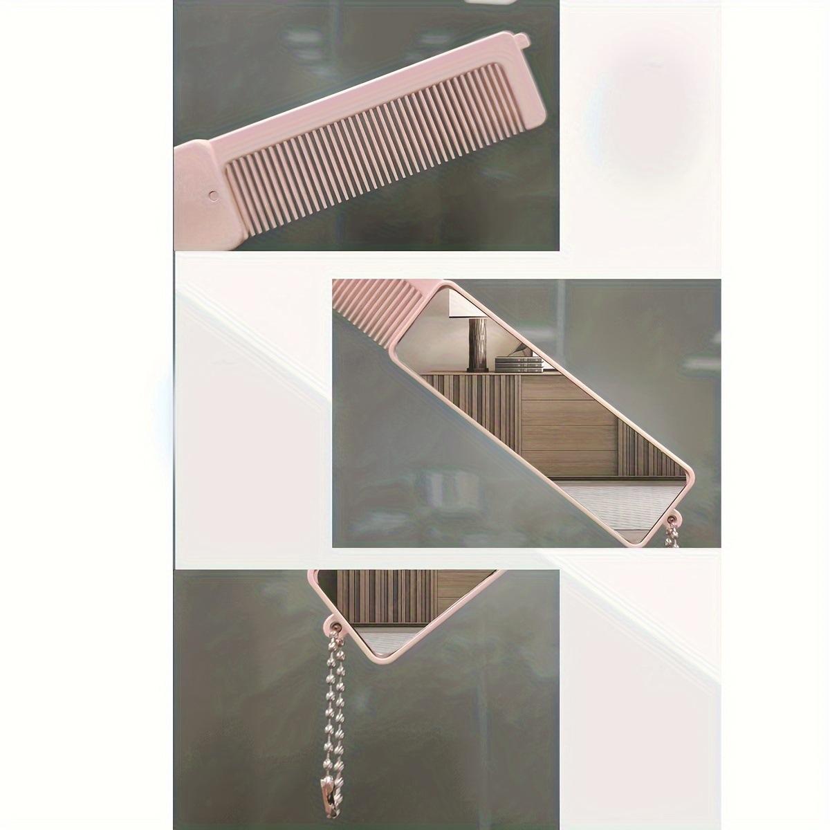 Portable Foldable Mini Makeup Mirror with Built-in Comb, 2-in-1 Compact HD Vanity Mirror for Travel, Daily Touch-Ups & On-the-Go Beauty Styling