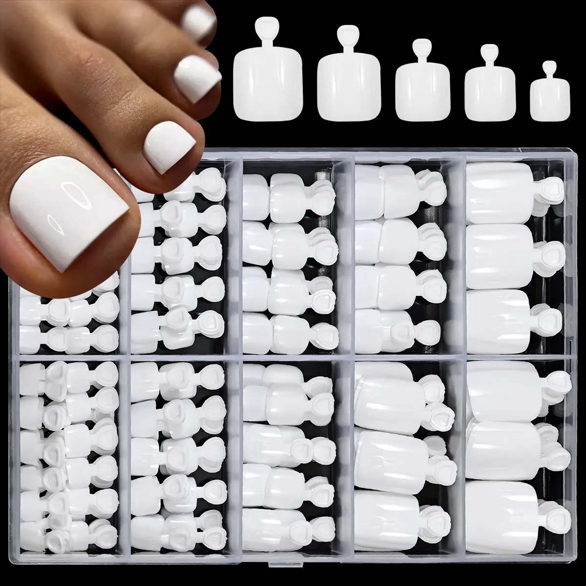 240 Pieces Pure Short Square Toe Nail Tips, Press on Nails, Fake Nails, Ideal for Daily Use, Easy Application