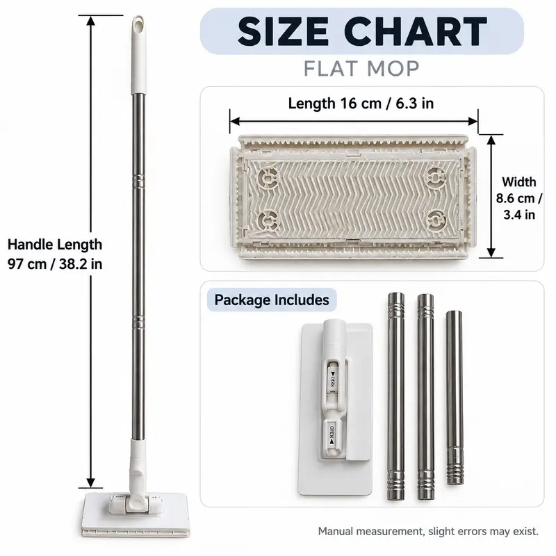 Hands-Free Flat Mop 2025, Lazy Self-Washing Mop with Disposable Wet Dry Cloths for Home Floor Cleaning