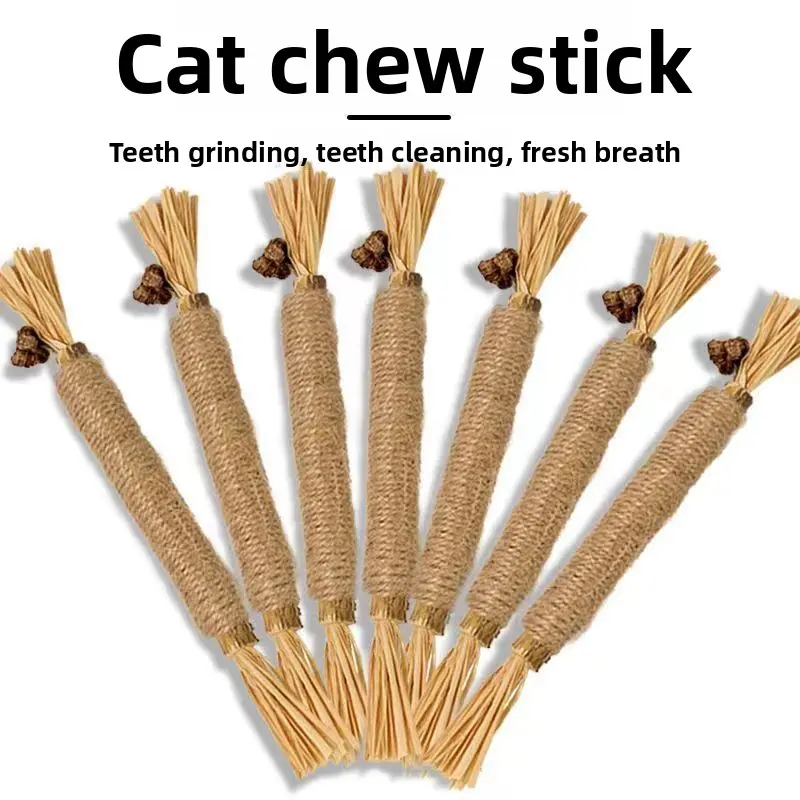 Cat Silvervine Chew Sticks, Raffia Pet Toys, Catnip Balls, Teaser Wands for Kitten Self-Play