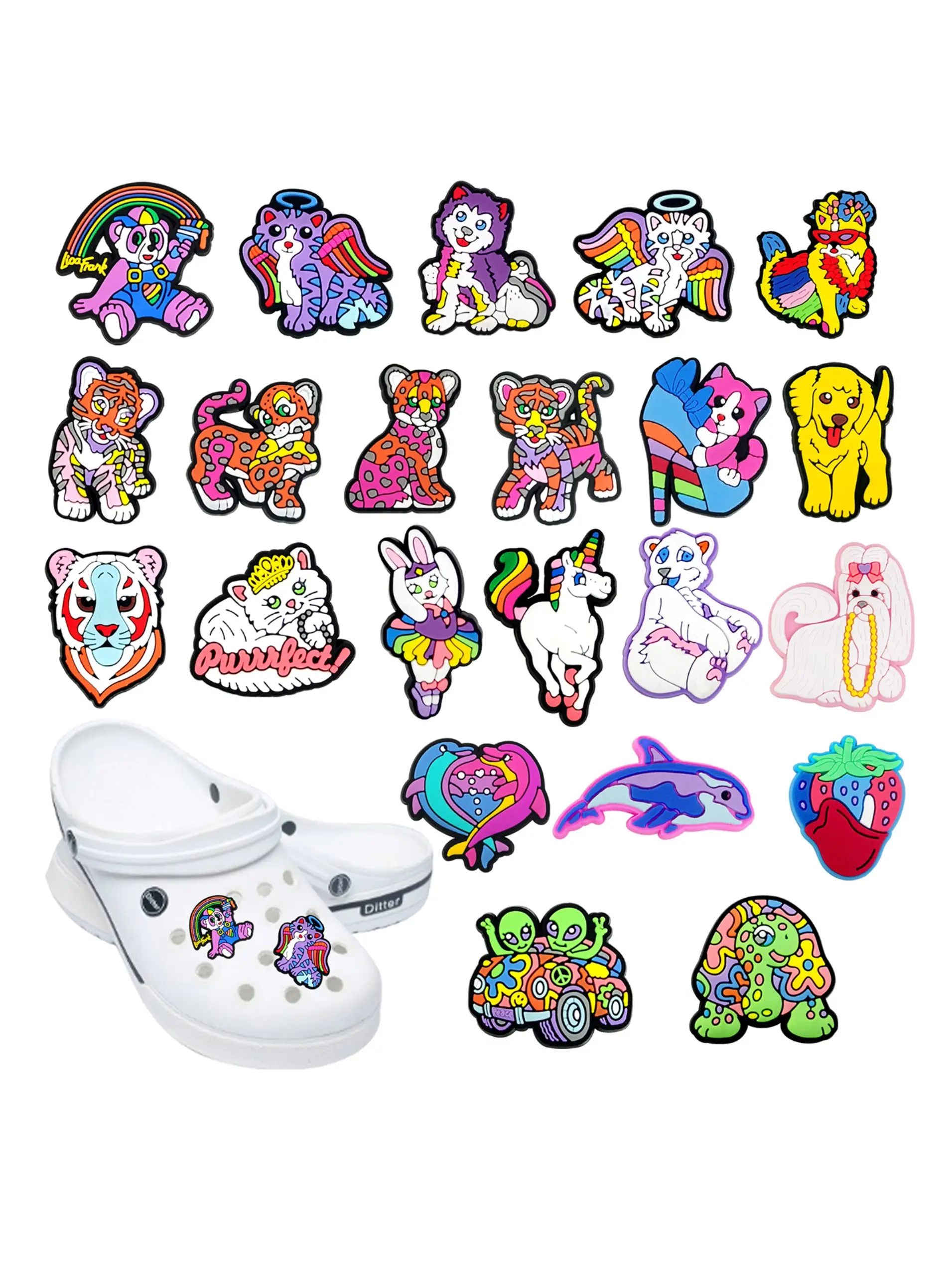 New 22pcs Cartoon Lisa Frank Shoe Accessories Set, Comfortable and Durable Design, Perfect for Daily Wear, Ideal Gift for Fashion Enthusiasts