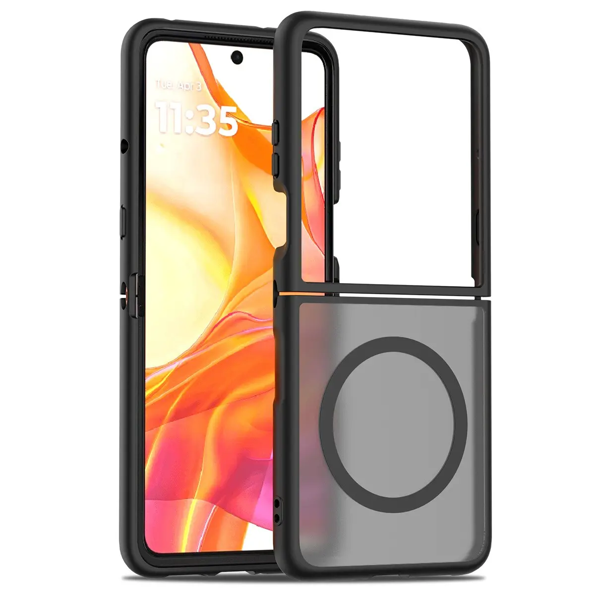 Motorola Moto Razr 50/60/70 Ultra Phone Case, Semi-Transparent Matte Back Magnetic Ring Design, Lightweight Shockproof Protection