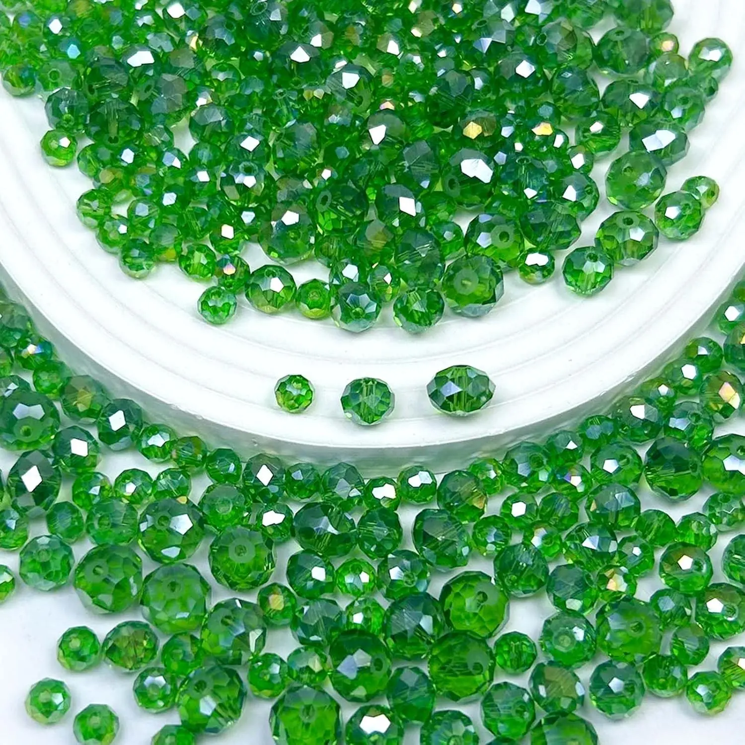 420 count 6/8/10mm Glass Beads, Faceted  Loose Bulk Shiny Beads for  Making, Green Bead for Bracelets Earrings Necklaces Craft DIY  Decor