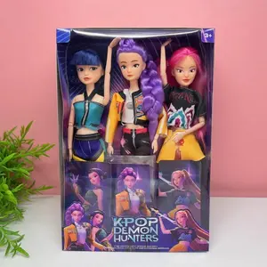 3-Piece Kpop Demon Girl Group Collectible Vinyl Dolls, 12-Joint Action Figures, Perfect for Fans and Collectors, Unique Anime Merchandise