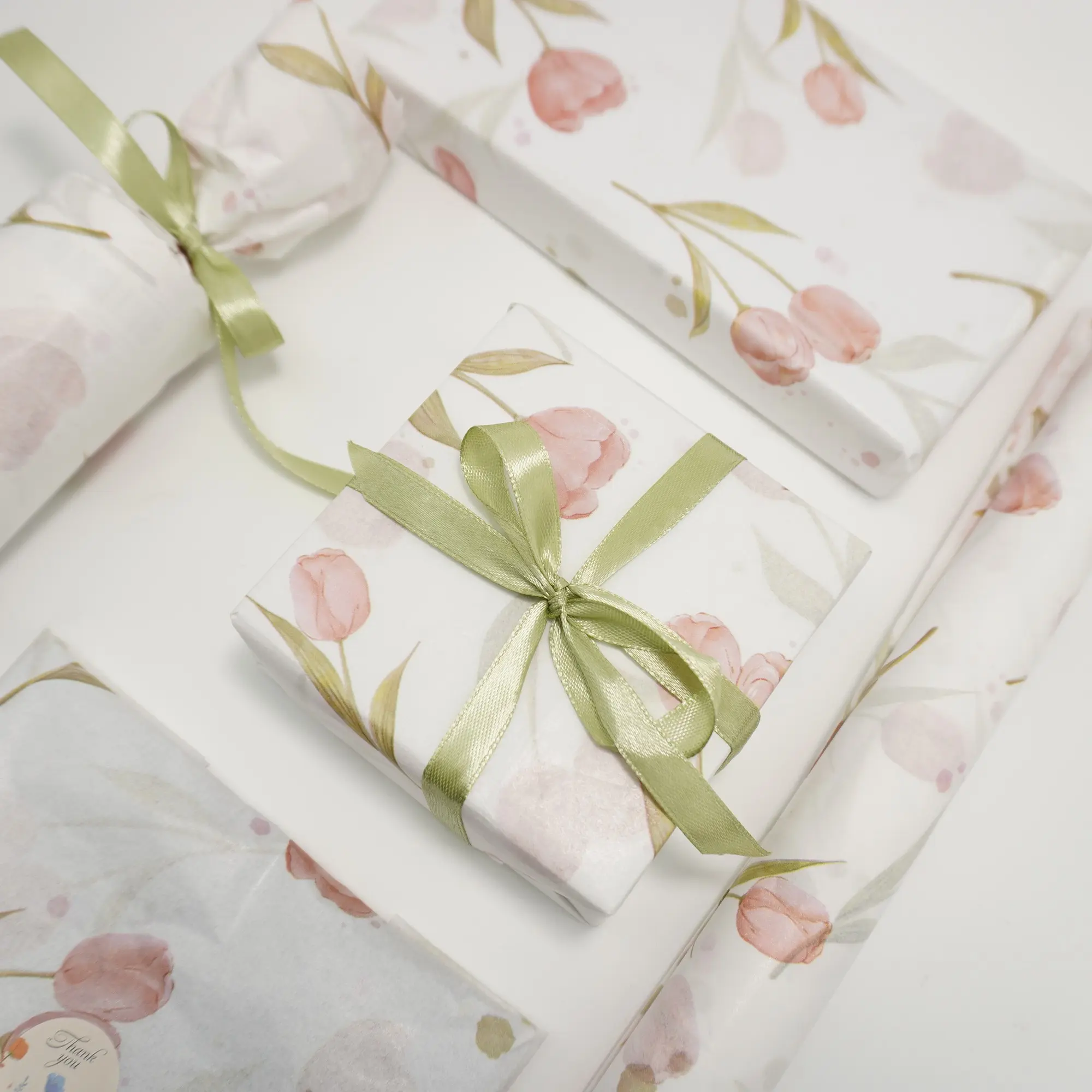Pink tulip pattern tissue paper, pink tissue paper, used for gift wrapping, gift bag tissue paper, bulk gift wrapping tissue paper, used for DIY craft gift wrapping, birthdays, weddings, festivals, paper flowers, Elegant Packaging, Gift Wrapping Supplies