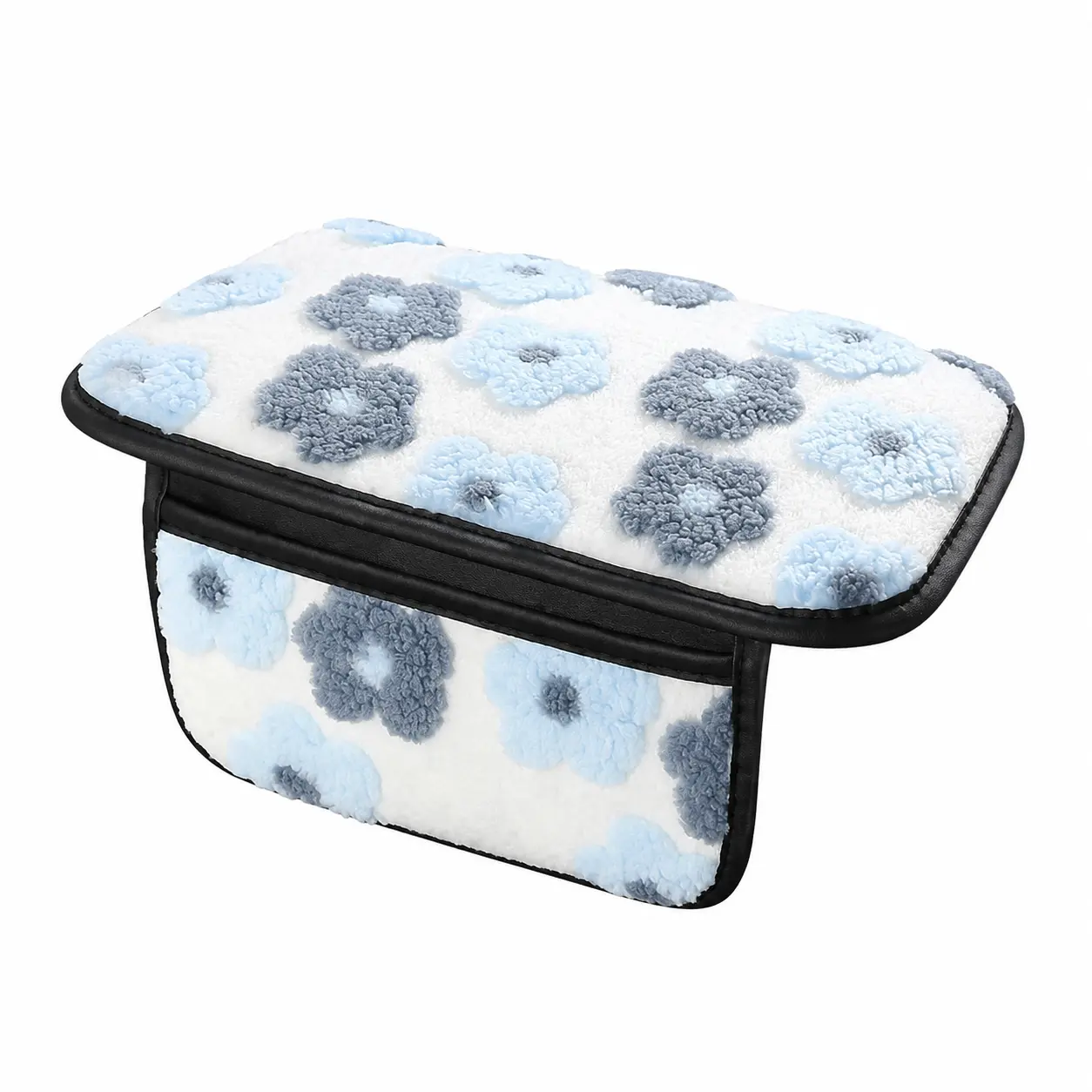 Premium Floral-Print Plush Armrest Cushion for Cars – Universal Adjustable Strap Design with Extra Padding, Scratch-Resistant Surface, Dual Side Pockets, All-Season Comfort Support for Automotive Interior Accessories