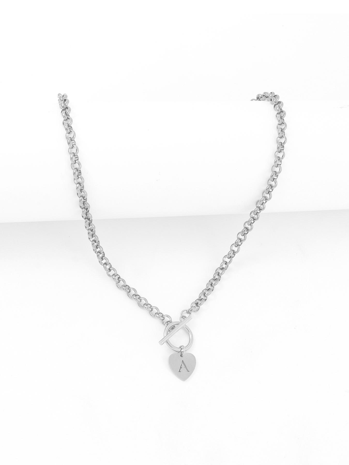 Heart Hollow Out Initial Necklace, Initial Letter Necklace, Stainless Steel Chain Necklace for Women, Elegant Fashion Jewelry for Party, Daily Decor, Trendy All-match & Exquisite Jewelry for Birthday Gift