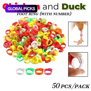 50-Piece Adjustable Numbered Poultry Leg Bands, Durable Plastic Foot Rings for Chickens, Ducks, Geese & Turkeys, Farm Animal Identification Tag Set