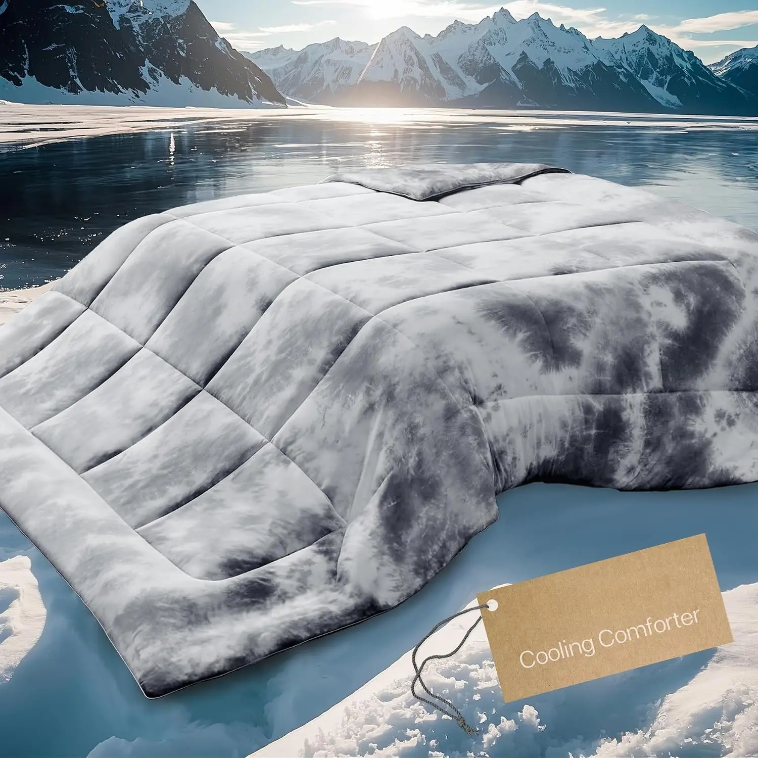 Cooling Comforter Full/ Size, Double-Sided Cooling Blanket for Hot Sleepers, Silky Soft & Breathable Bedding for Night Sweats,   Comforter (90"x90", Tie-dye Black)